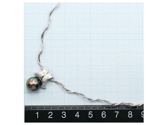 Autre Marque Collana in oro bianco Au750, perla nera e diamante Argento - vista 6