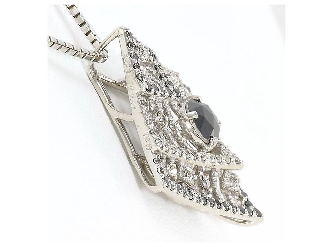 Autre Marque Collana in oro bianco Au750 e diamante nero - vista 2