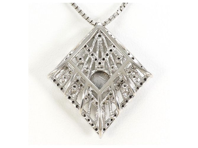 Autre Marque Collana in oro bianco Au750 e diamante nero - vista 3