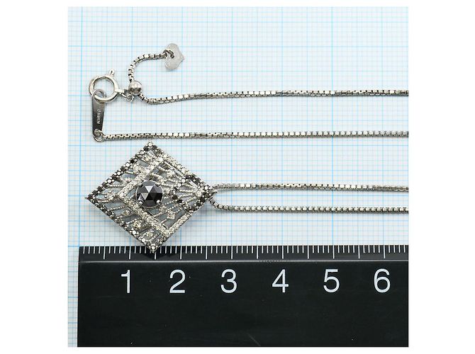 Autre Marque Collana in oro bianco Au750 e diamante nero - vista 5