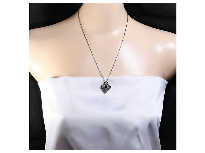 Autre Marque Collana in oro bianco Au750 e diamante nero - vista 6