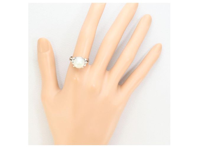 Autre Marque PT850 Platinring mit Südseeperle und Diamant Silber - Ansicht 6