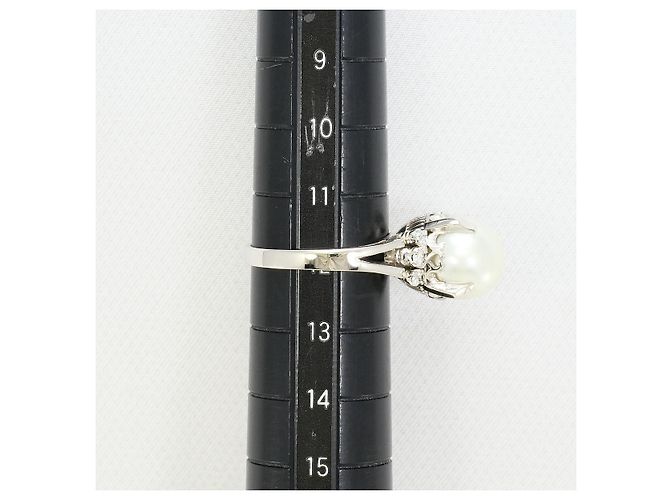 Autre Marque PT850 Platinring mit Südseeperle und Diamant Silber - Ansicht 7
