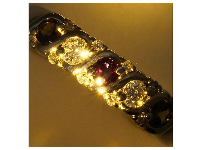 Autre Marque PT900 Platin-Alexandrit-Diamantring Silber - Ansicht 3