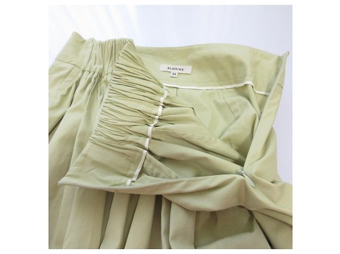 Autre Marque Calça reta de algodão e seda BLAMINK Verde - vista 4