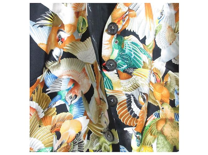 Chaleco de seda Hermès con estampado de pájaros 40 Negro - vista 11