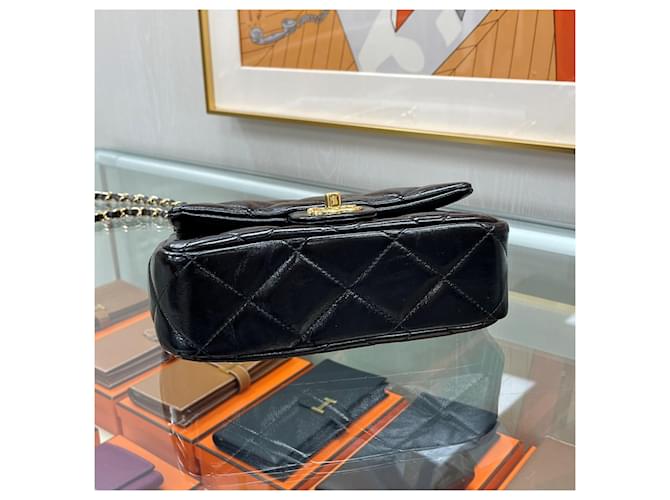 Chanel Mini borsa con patta e manico nera e oro Nero - vista 10