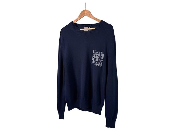 Oblique Dior Jersey-Strickpullover für Herren mit schräger Tasche Navy Blau XL - Ansicht 2