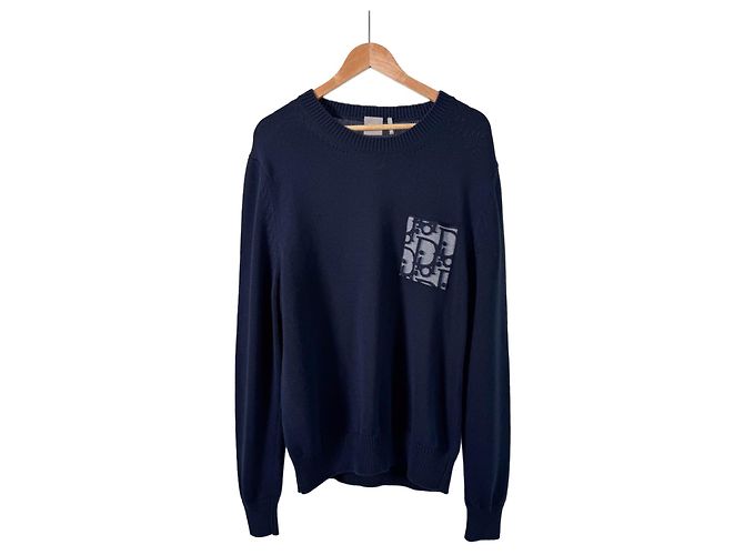 Oblique Dior Jersey-Strickpullover für Herren mit schräger Tasche Navy Blau XL - Ansicht 5