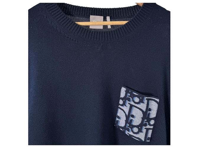 Oblique Dior Jersey-Strickpullover für Herren mit schräger Tasche Navy Blau XL - Ansicht 7