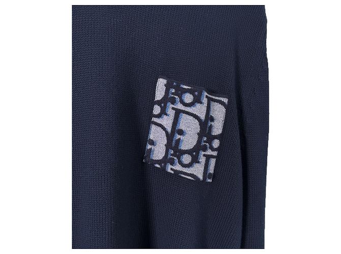 Oblique Dior Jersey-Strickpullover für Herren mit schräger Tasche Navy Blau XL - Ansicht 8
