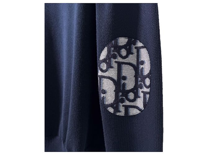 Oblique Dior Jersey-Strickpullover für Herren mit schräger Tasche Navy Blau XL - Ansicht 9