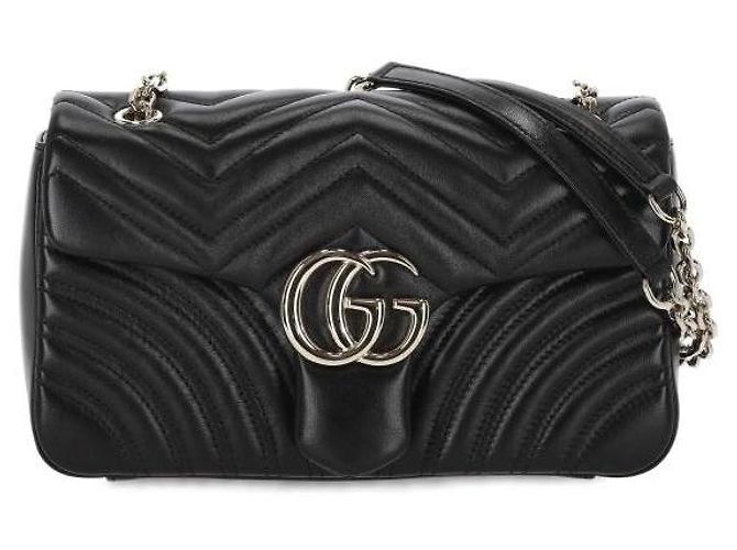 Gucci Borsa a tracolla GG Marmont media Nero - vista 4