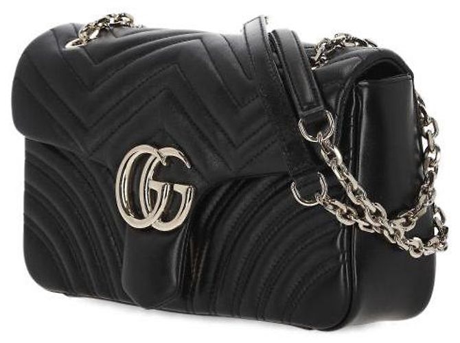 Gucci Borsa a tracolla GG Marmont media Nero - vista 5