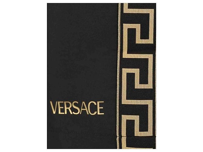 Versace Pantaloncini da bagno in jacquard Nero - vista 7
