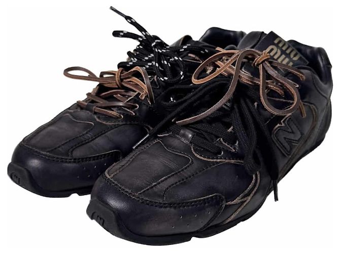 Miu Miu Sneakers New Balance SL Leather Lace Black Nero - vista 8