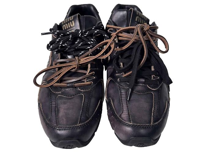 Miu Miu Sneakers New Balance SL Leather Lace Black Nero - vista 9