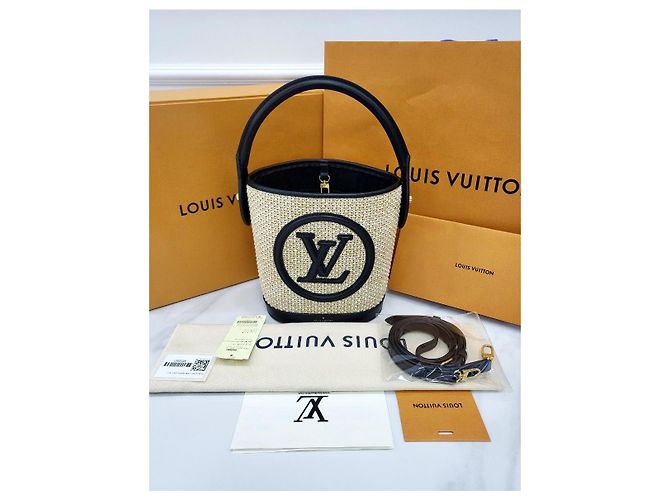 Louis Vuitton Piccola borsa bucket in rafia Multicolore - vista 7