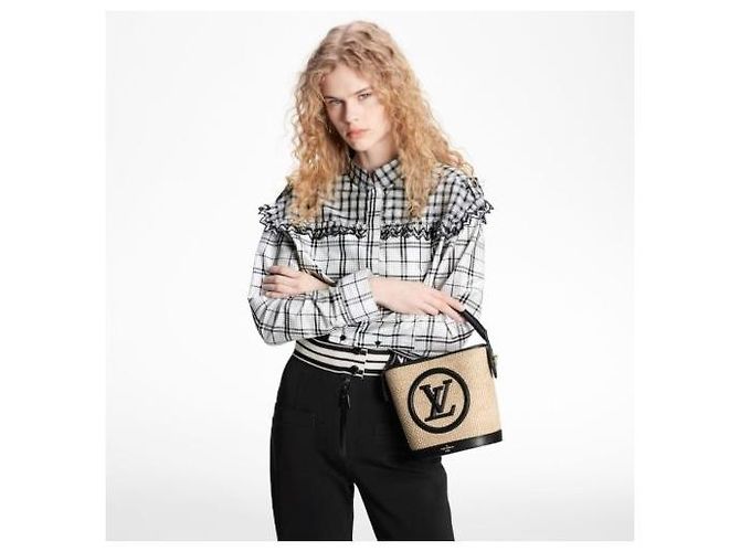 Louis Vuitton Piccola borsa bucket in rafia Multicolore - vista 9