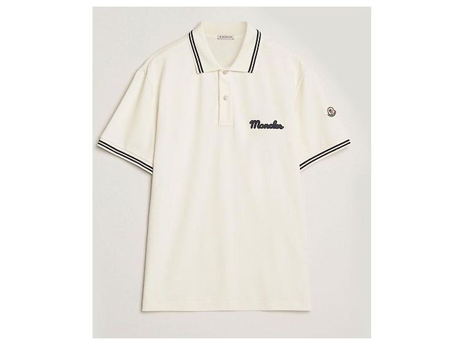 Moncler Besticktes Baumwoll-Poloshirt Weiß - Ansicht 2