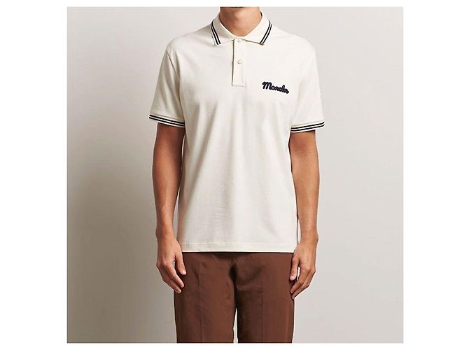 Moncler Besticktes Baumwoll-Poloshirt Weiß - Ansicht 3
