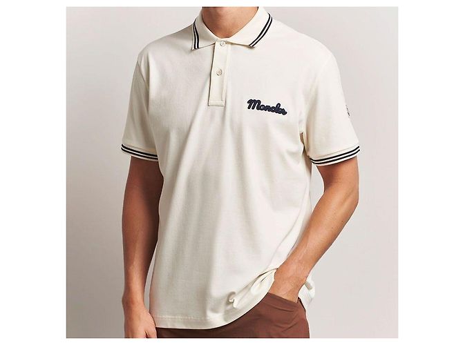 Moncler Besticktes Baumwoll-Poloshirt Weiß - Ansicht 4