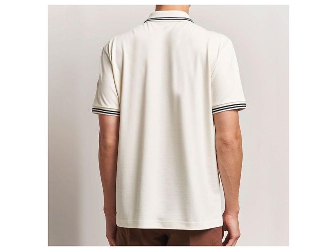 Moncler Besticktes Baumwoll-Poloshirt Weiß - Ansicht 5