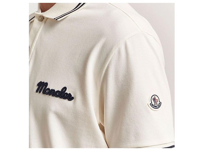 Moncler Besticktes Baumwoll-Poloshirt Weiß - Ansicht 6
