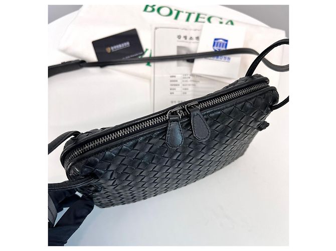 Bottega Veneta Borsa a tracolla Intrecciato Nodini Nera Nero - vista 6