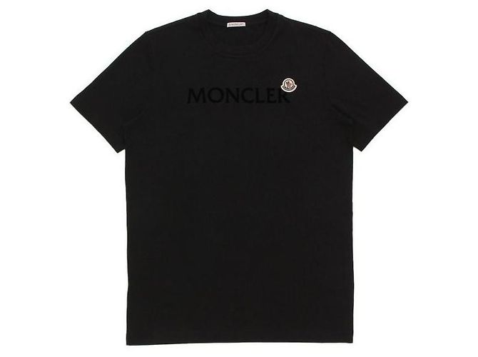 Moncler Baumwoll-T-Shirt mit Flock-Logo Schwarz - Ansicht 3