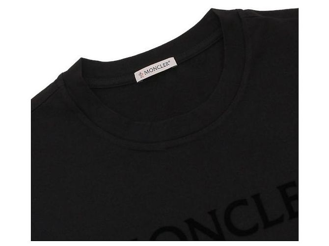 Moncler Baumwoll-T-Shirt mit Flock-Logo Schwarz - Ansicht 4