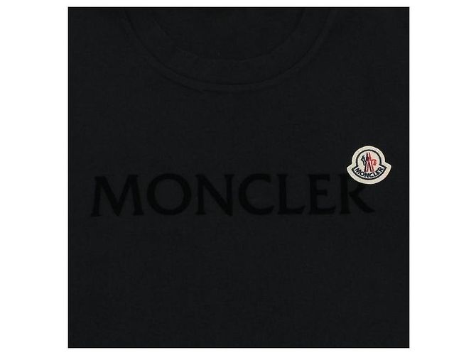 Moncler Baumwoll-T-Shirt mit Flock-Logo Schwarz - Ansicht 6