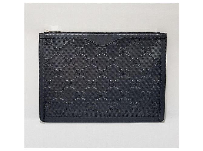 Gucci Clutch de couro com relevo GG - vista 2