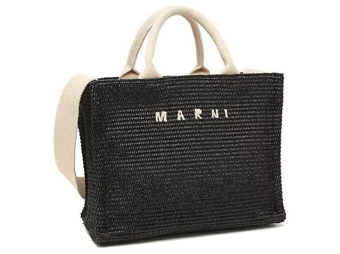 Marni Piccola borsa tote in rafia nera Nero - vista 3