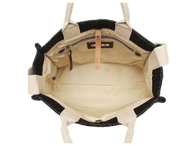 Marni Piccola borsa tote in rafia nera Nero - vista 4