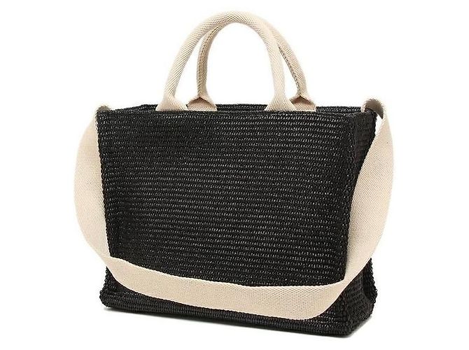 Marni Piccola borsa tote in rafia nera Nero - vista 7