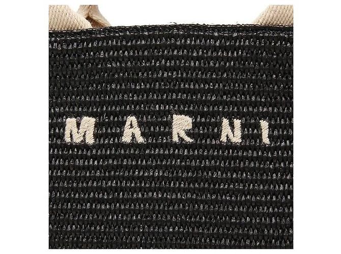 Marni Piccola borsa tote in rafia nera Nero - vista 9