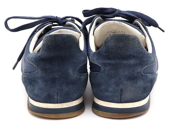 Louis Vuitton Sneakers basse in mix di camoscio blu navy - vista 4