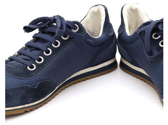 Louis Vuitton Sneakers basse in mix di camoscio blu navy - vista 6