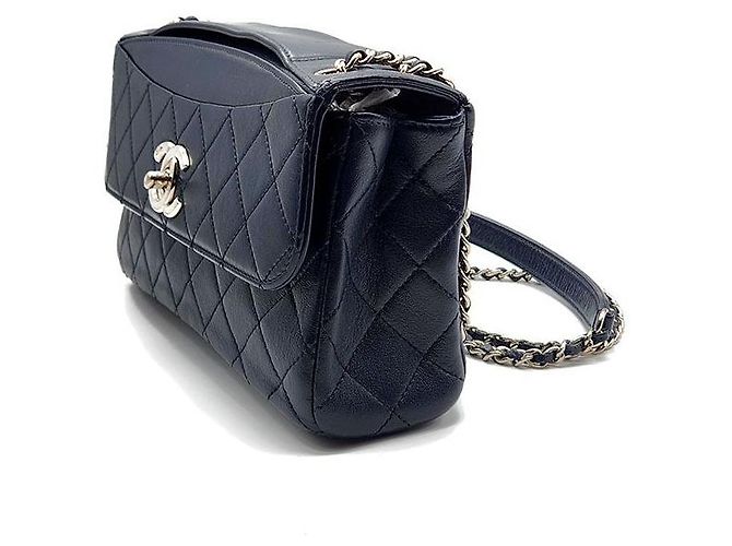 Chanel Borsa a mano con manico superiore e tracolla a catena in pelle di vitello Nero - view 2