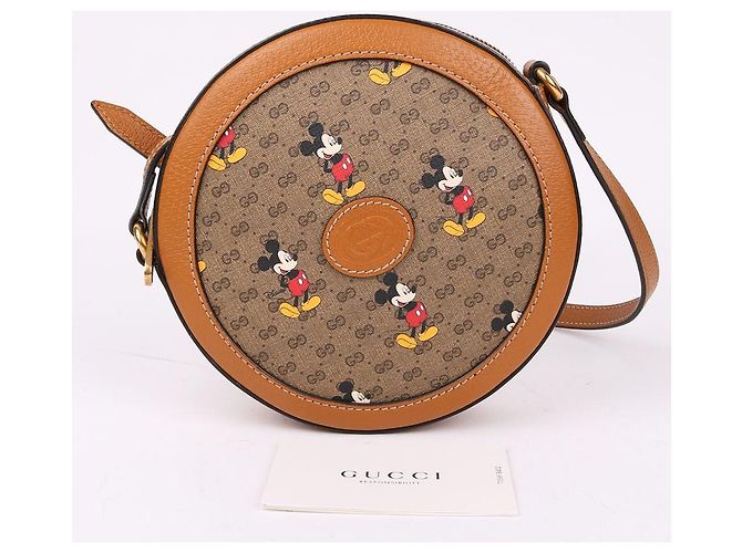 Gucci Mini borsa a tracolla rotonda Mickey Mouse Marrone - vista 12