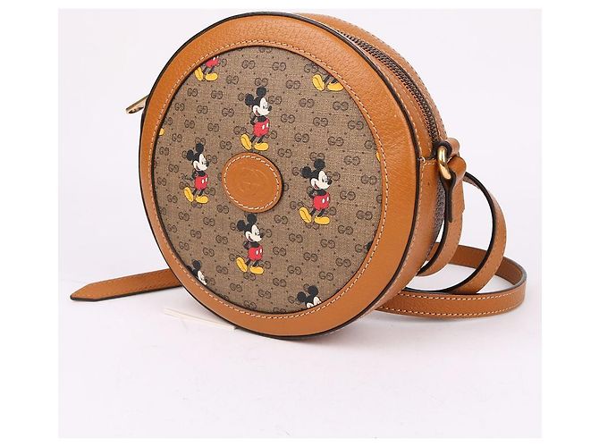 Gucci Mini borsa a tracolla rotonda Mickey Mouse Marrone - vista 3