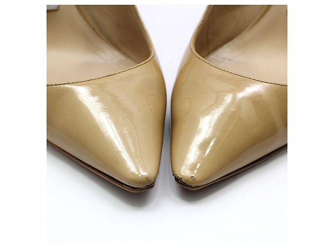 Jimmy Choo Scarpe slingback ERIN Beige in vernice Marrone - vista 10