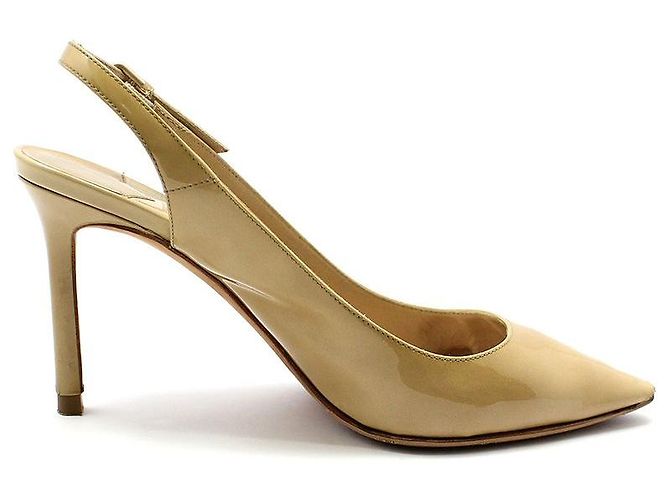Jimmy Choo Scarpe slingback ERIN Beige in vernice Marrone - vista 4