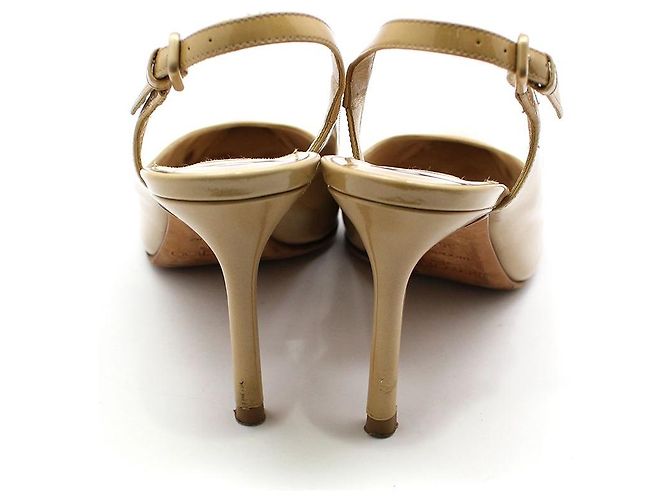 Jimmy Choo Scarpe slingback ERIN Beige in vernice Marrone - vista 6