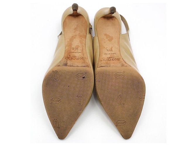 Jimmy Choo Scarpe slingback ERIN Beige in vernice Marrone - vista 7