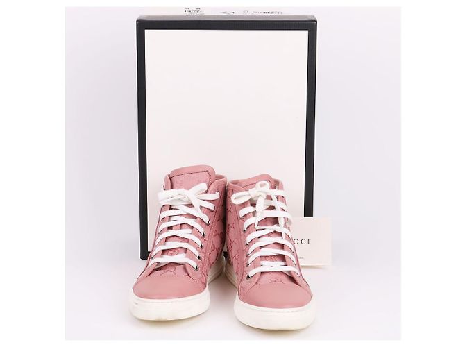 Gucci Sneakers alte in tela rosa - vista 10