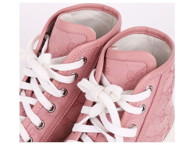 Gucci Sneakers alte in tela rosa - vista 2