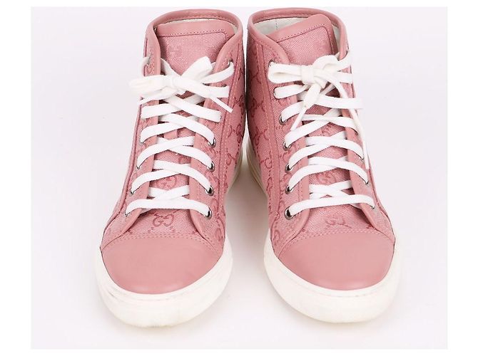 Gucci Sneakers alte in tela rosa - vista 3