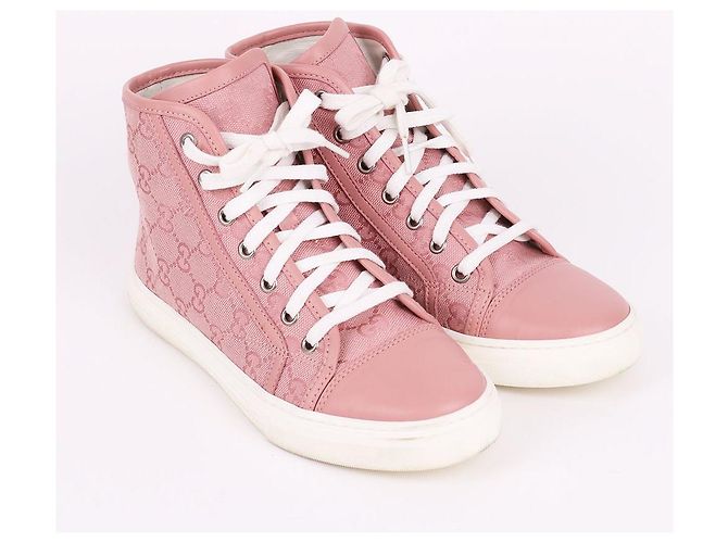 Gucci Sneakers alte in tela rosa - vista 4